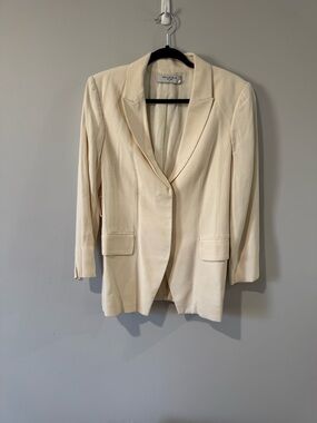 MM Lafleur Cream Button Tailored Blazer Size 6